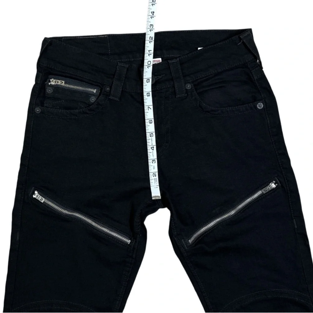 True Religion Slim Moto Zippered Black Jeans Men’s Size 30